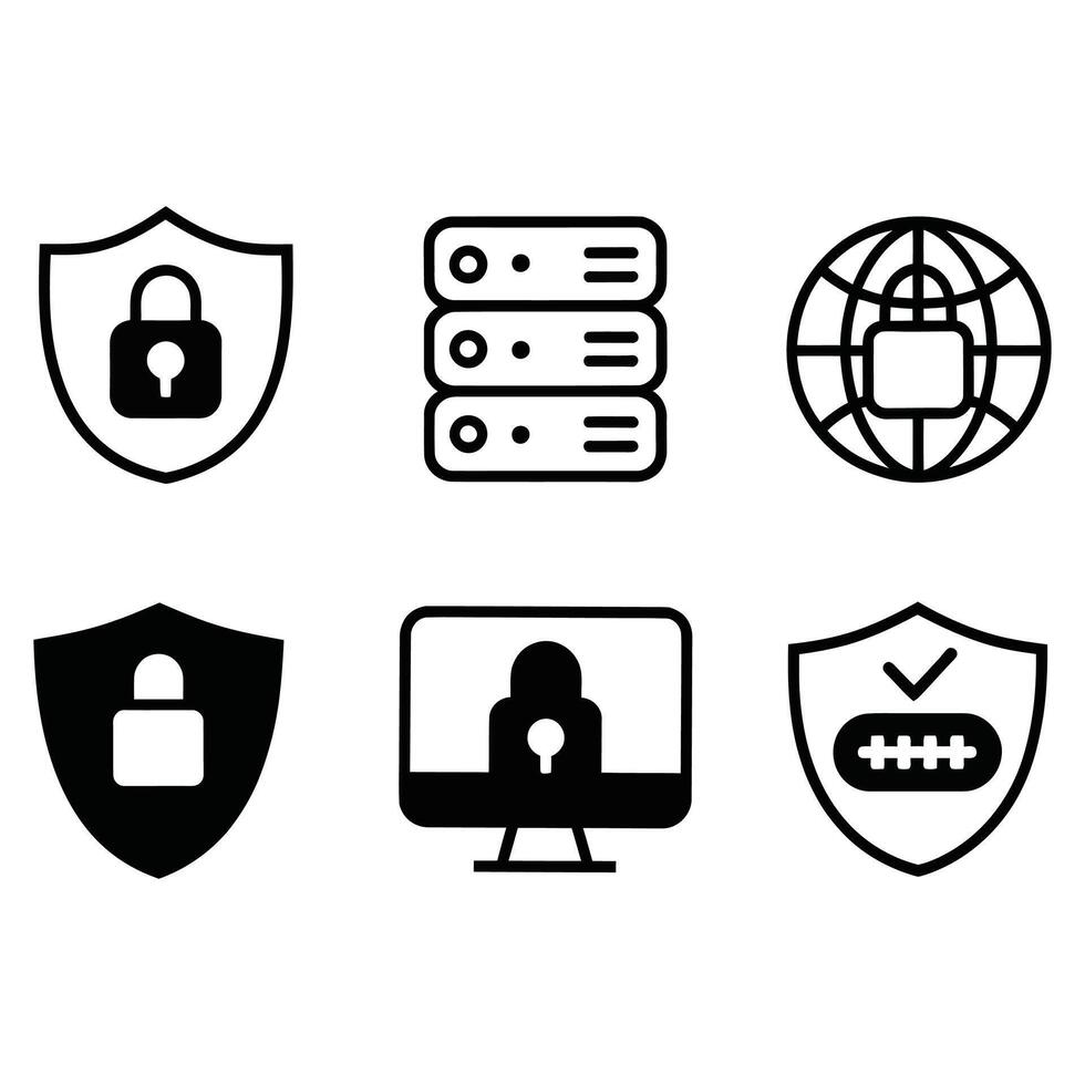 Minimal Web Protection Icons. vector