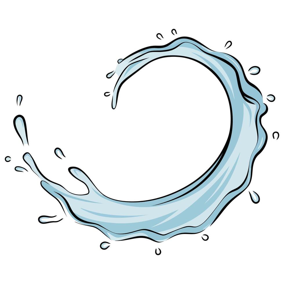 Minimalist Water Splash with Bold Outlines.. vector