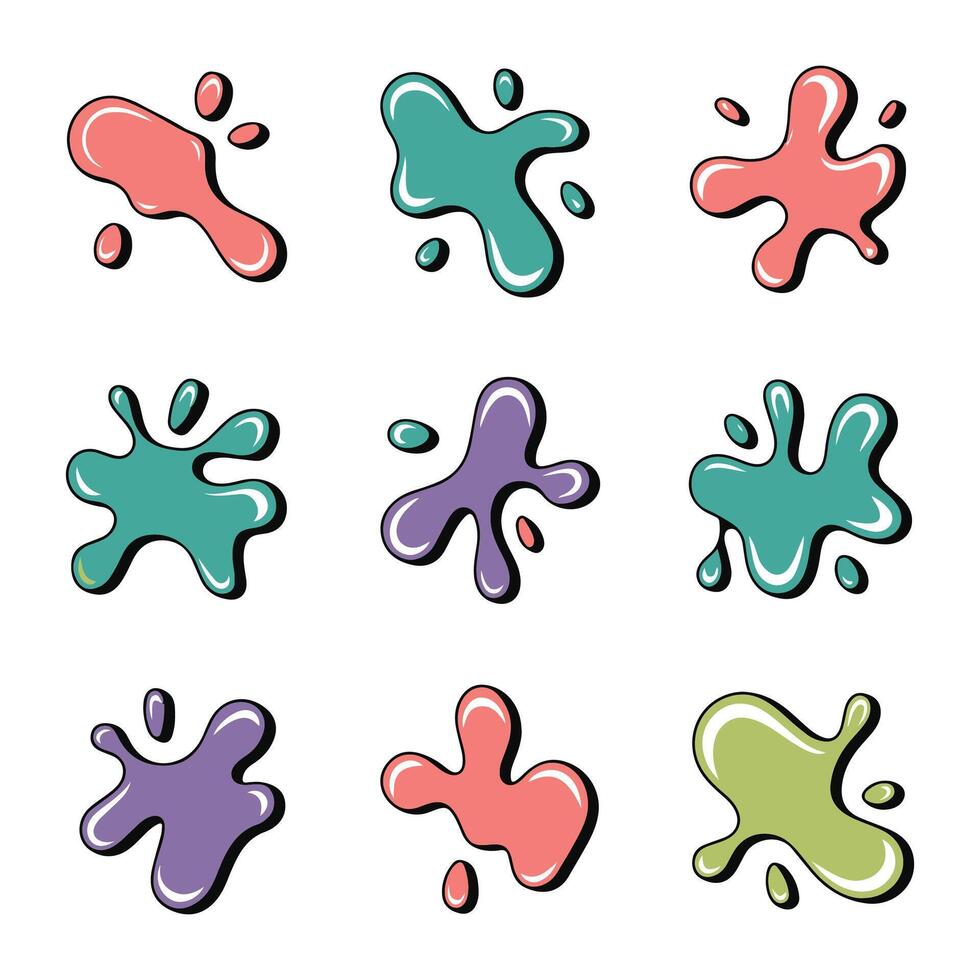 Colorful splatter icons set vector