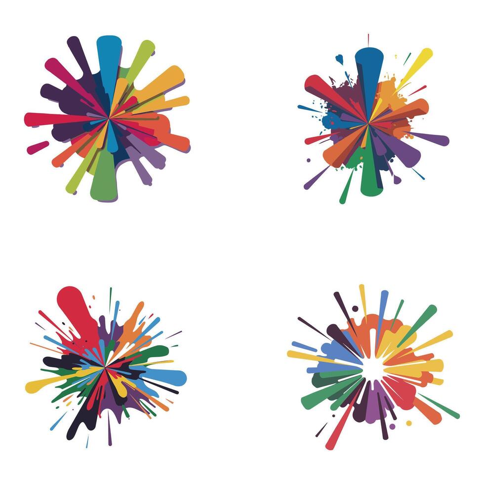 Flat Design Color Bursts on White. vector