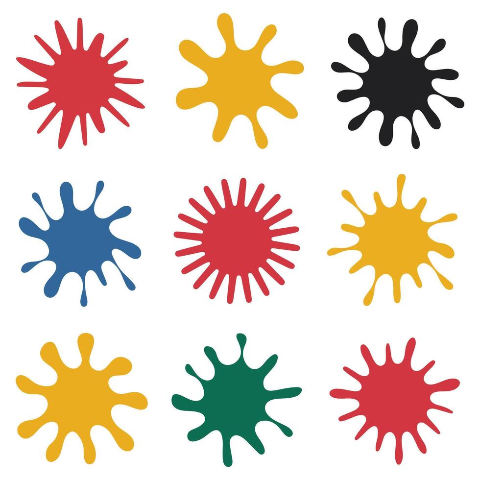 Colorful paint splatter icons. vector