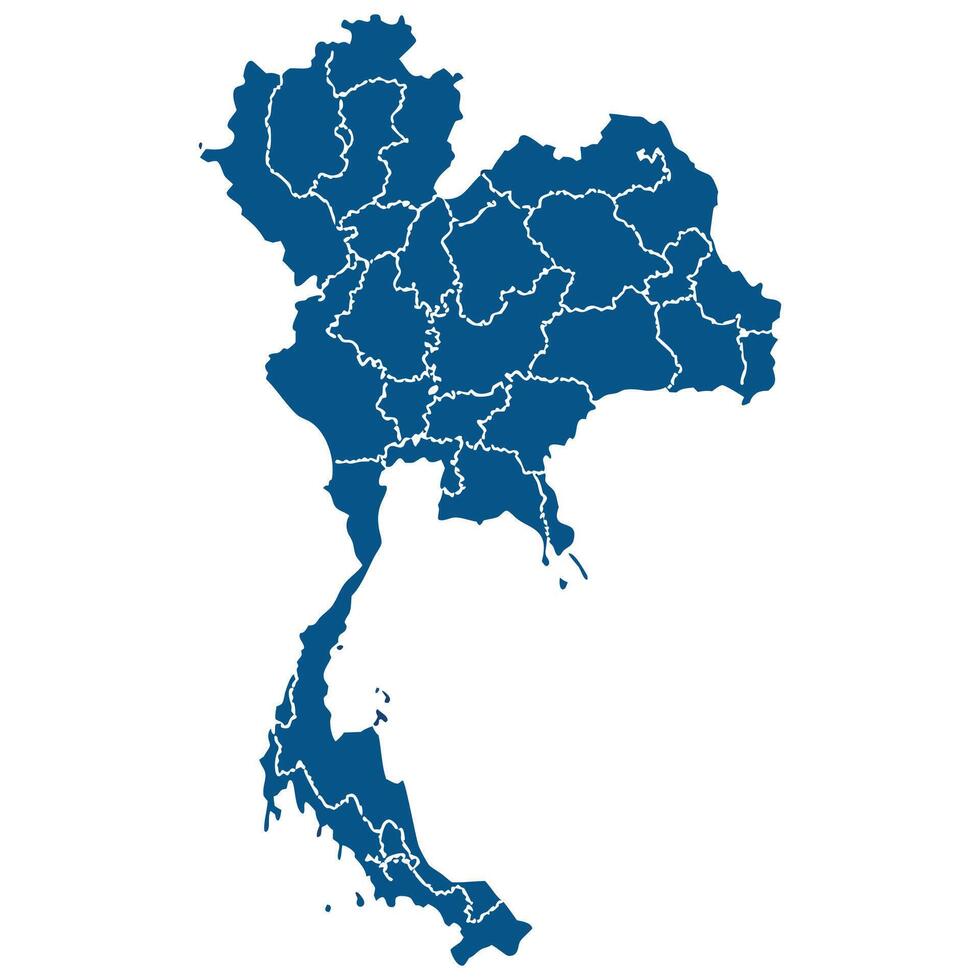 Flat Map of Thailand by Region. vector