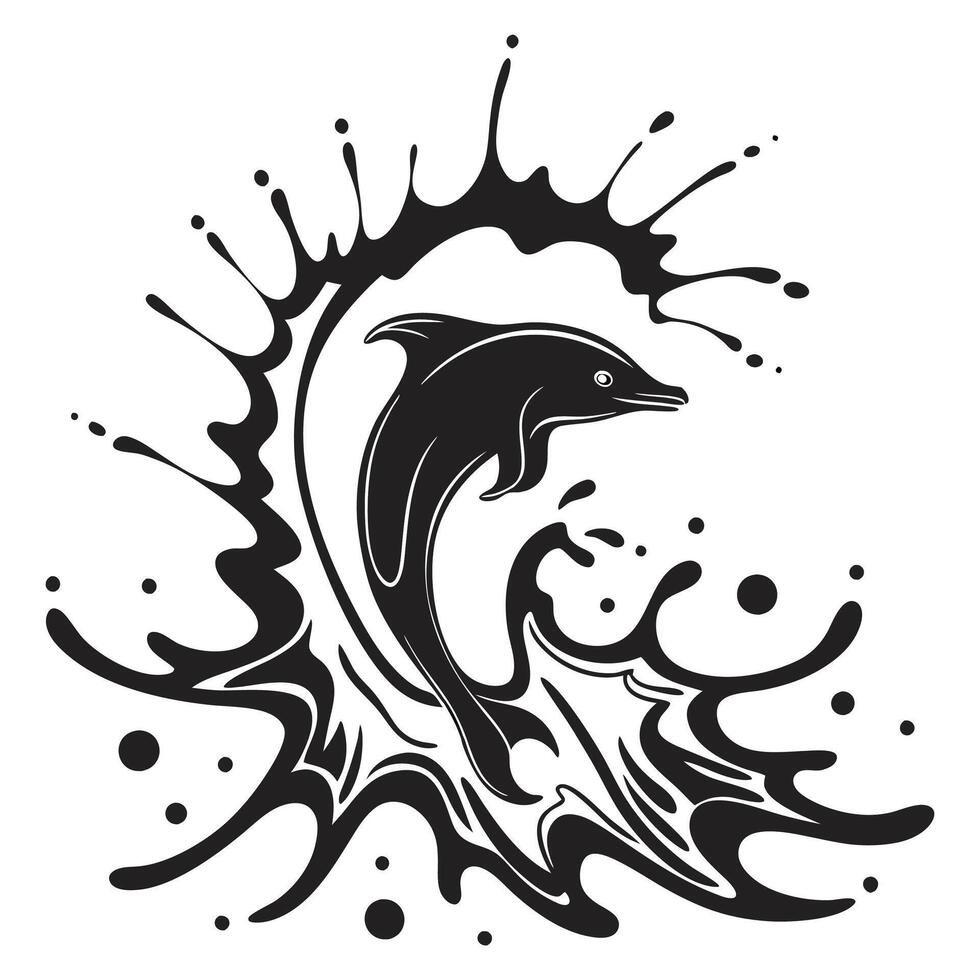 Dolphin jumping out of the water with splash vector