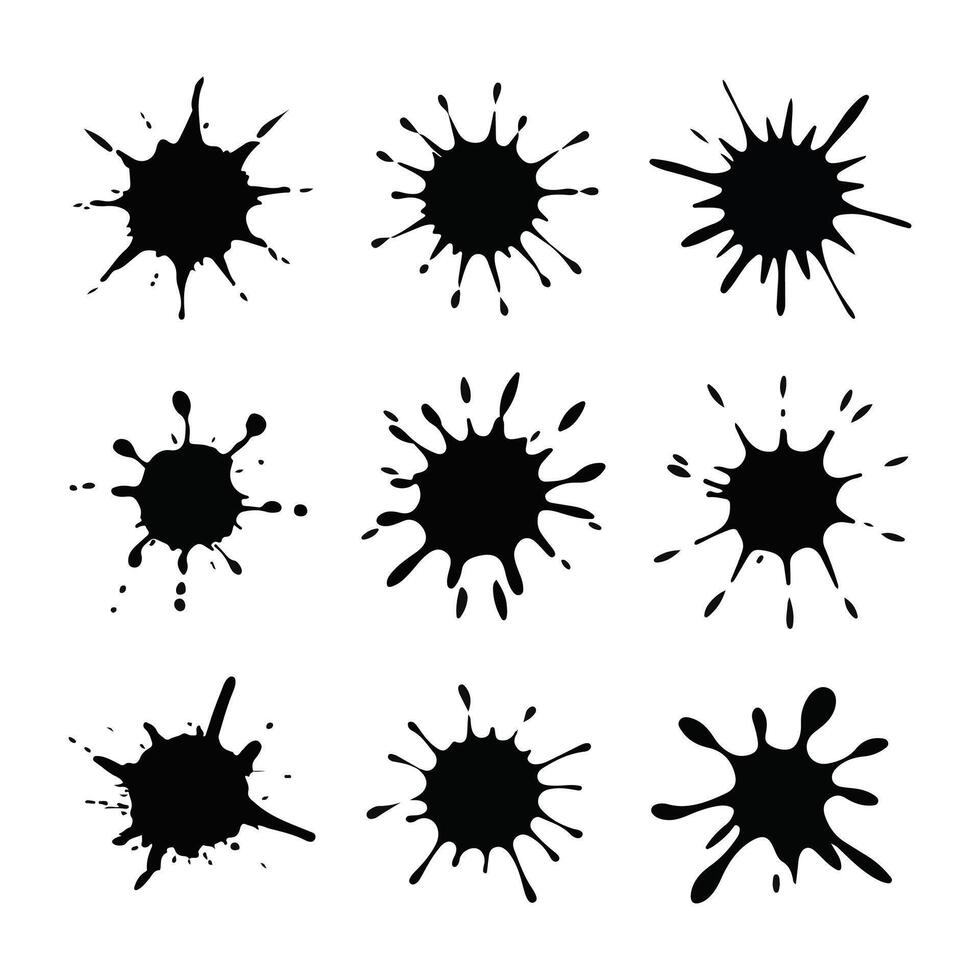 Black ink splashes on white background. vector