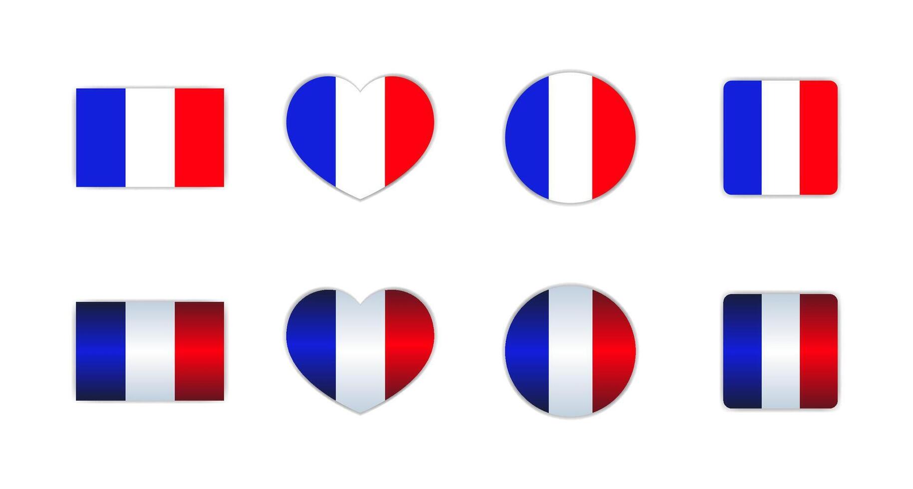 Blue, white and red, french tricolor flag and shape vector