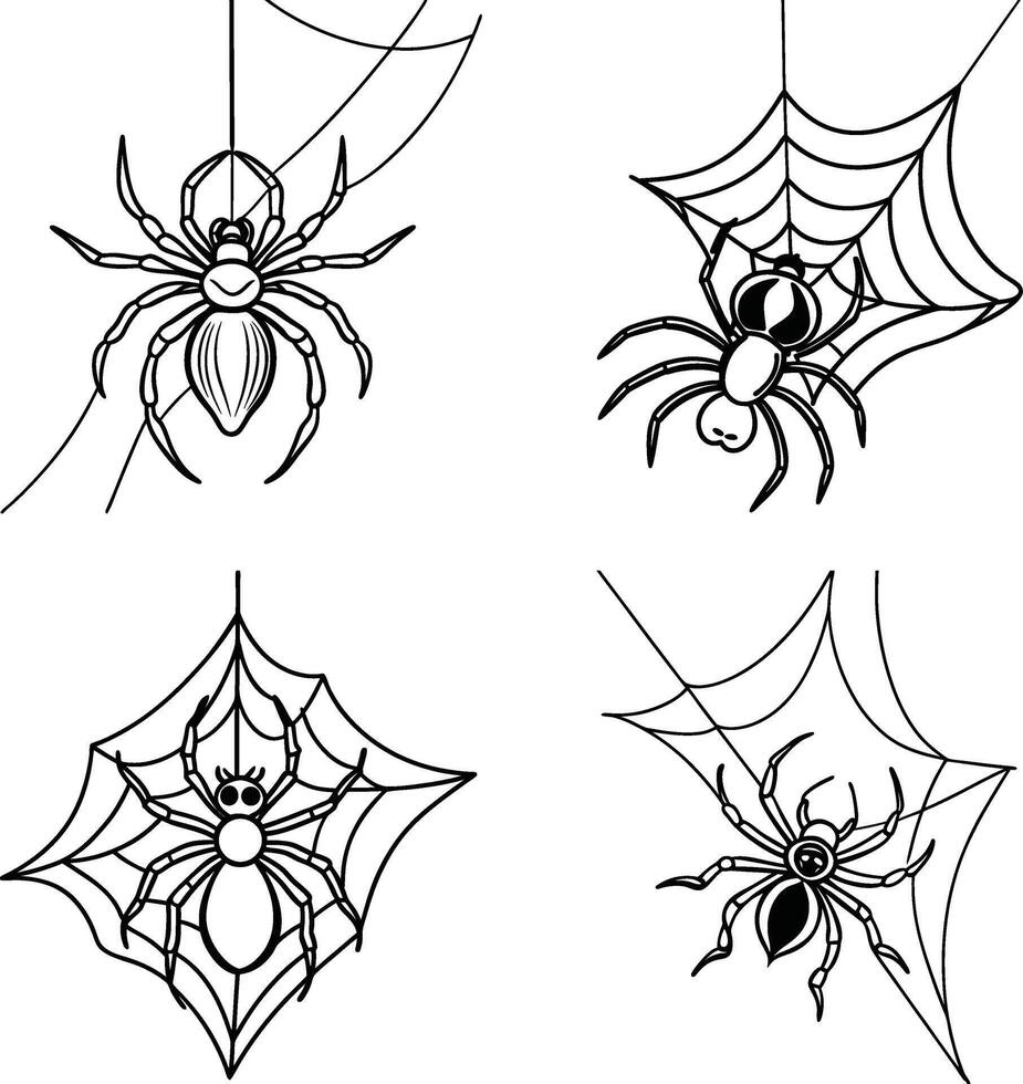 Set Insect Illustrations Hand Drawn Black and White Line Art Drawing Page vector