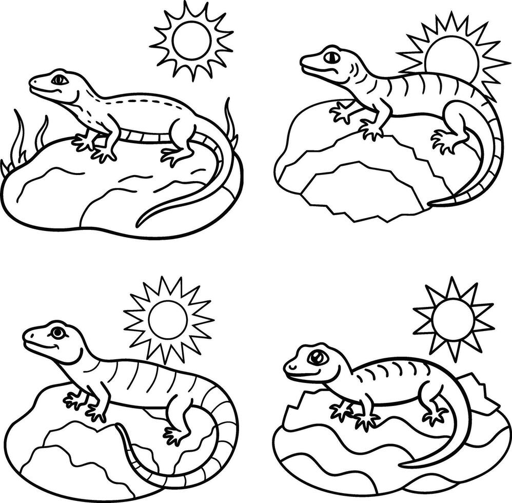 Set Hand Drawn Insect Illustrations Black and White Line Art Drawing Page vector