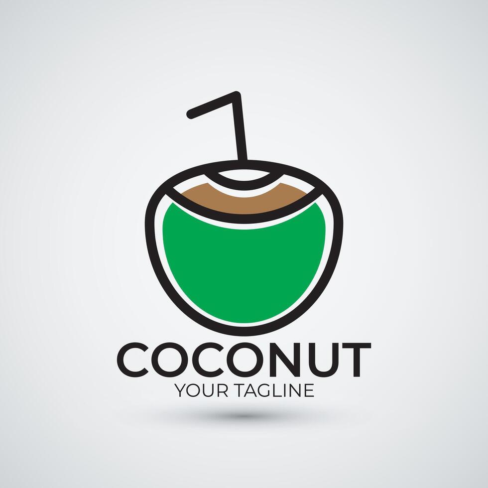 minimalist and modern green coconut logo icon design vector