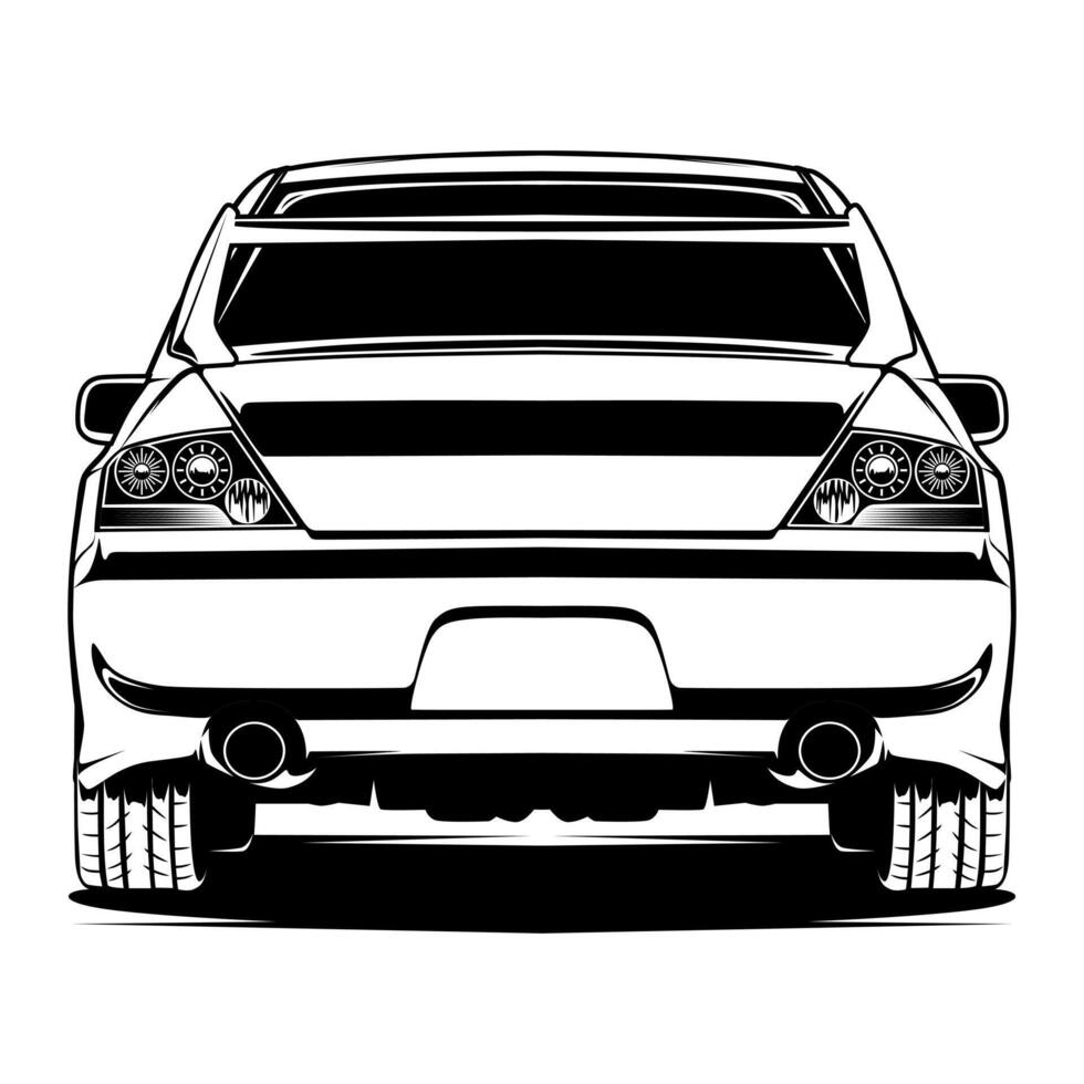 Black and white rally car sedan vector