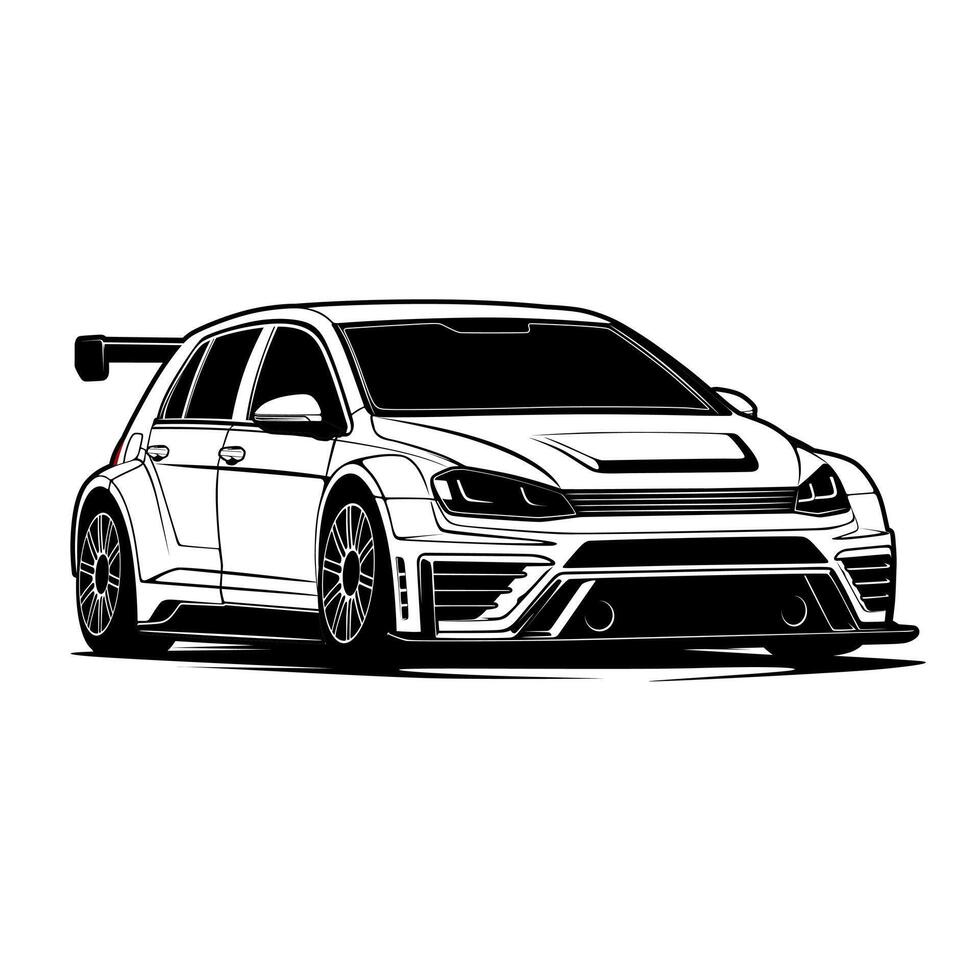 A black and white fast hatchback from German vector