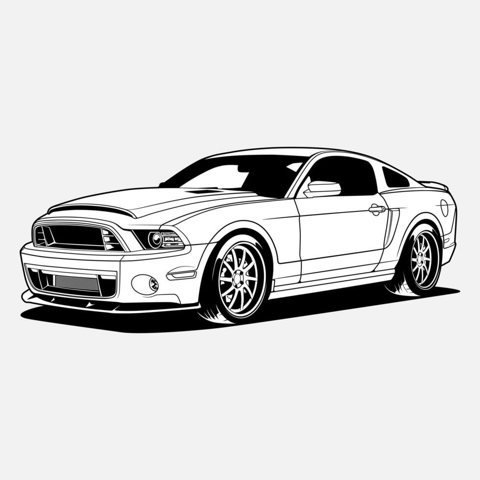 Perspective illustration of American's V8 muscle car vector