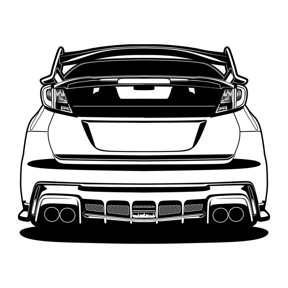 Black and white rear view Japanese hatchback vector