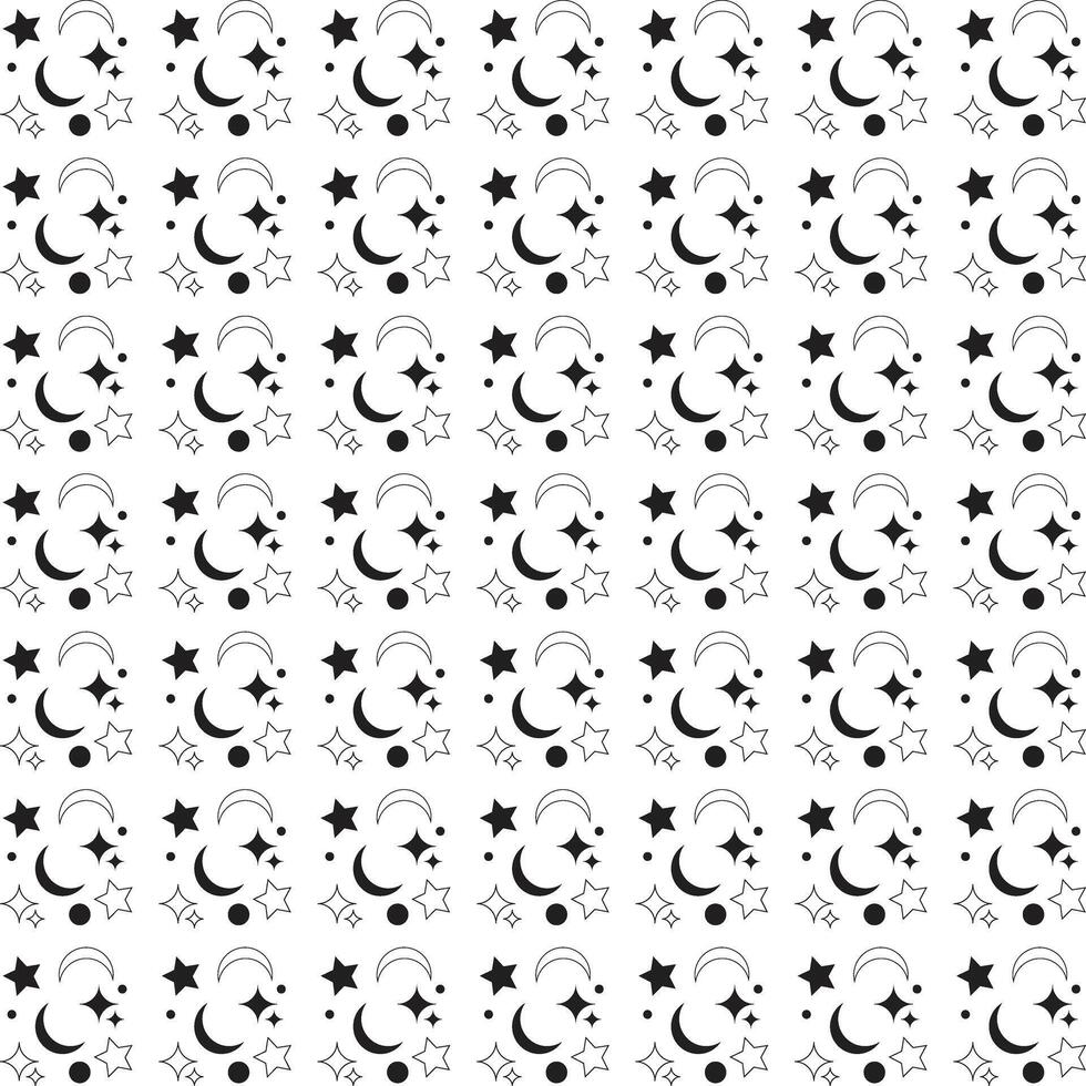Celestial Moon and Stars Pattern vector