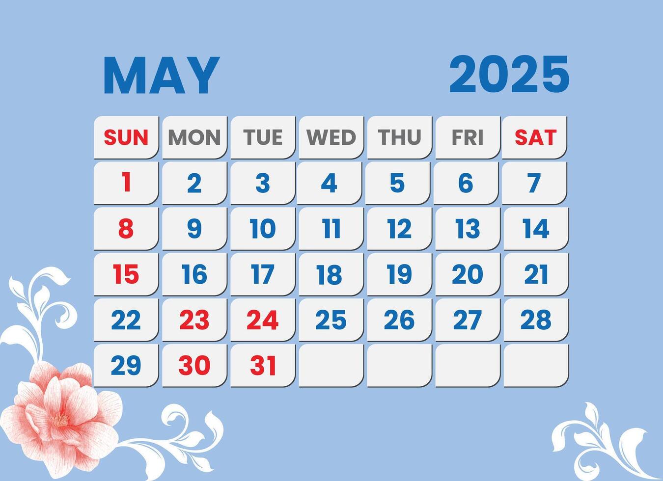 May Month Calendar Design vector
