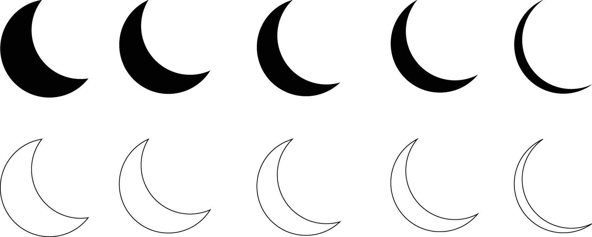 Perfect Crescent moon icon set vector