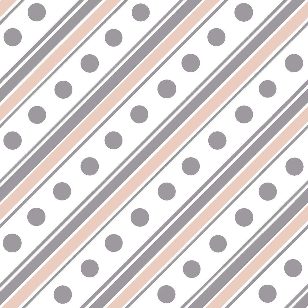 Elegant Seamless Pattern Design Diagonal Stripes and Polka Dots in Pastel Pink and Gray vector