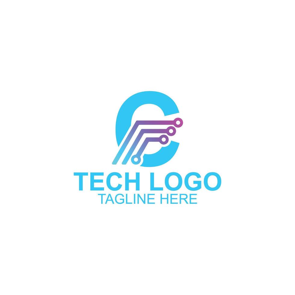 letter c logo design for technology with creative illustration vector