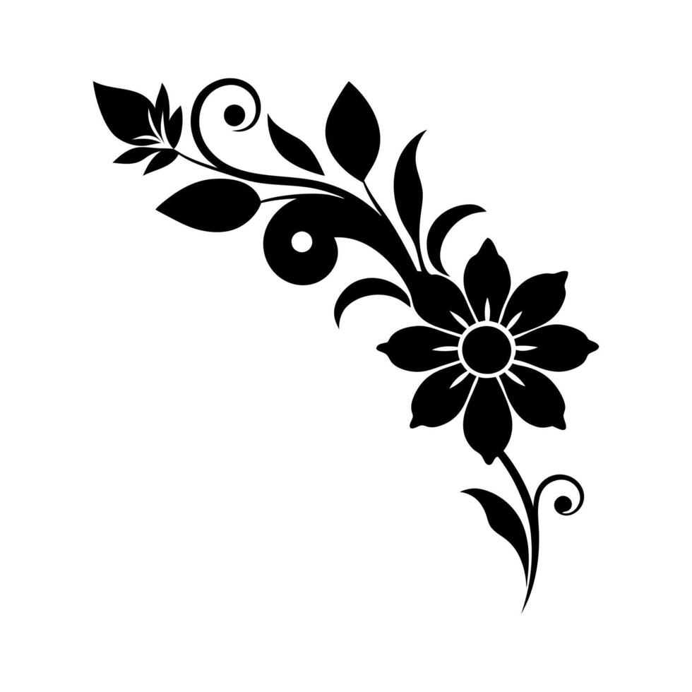 Elegant Black and White Floral Design Element art vector