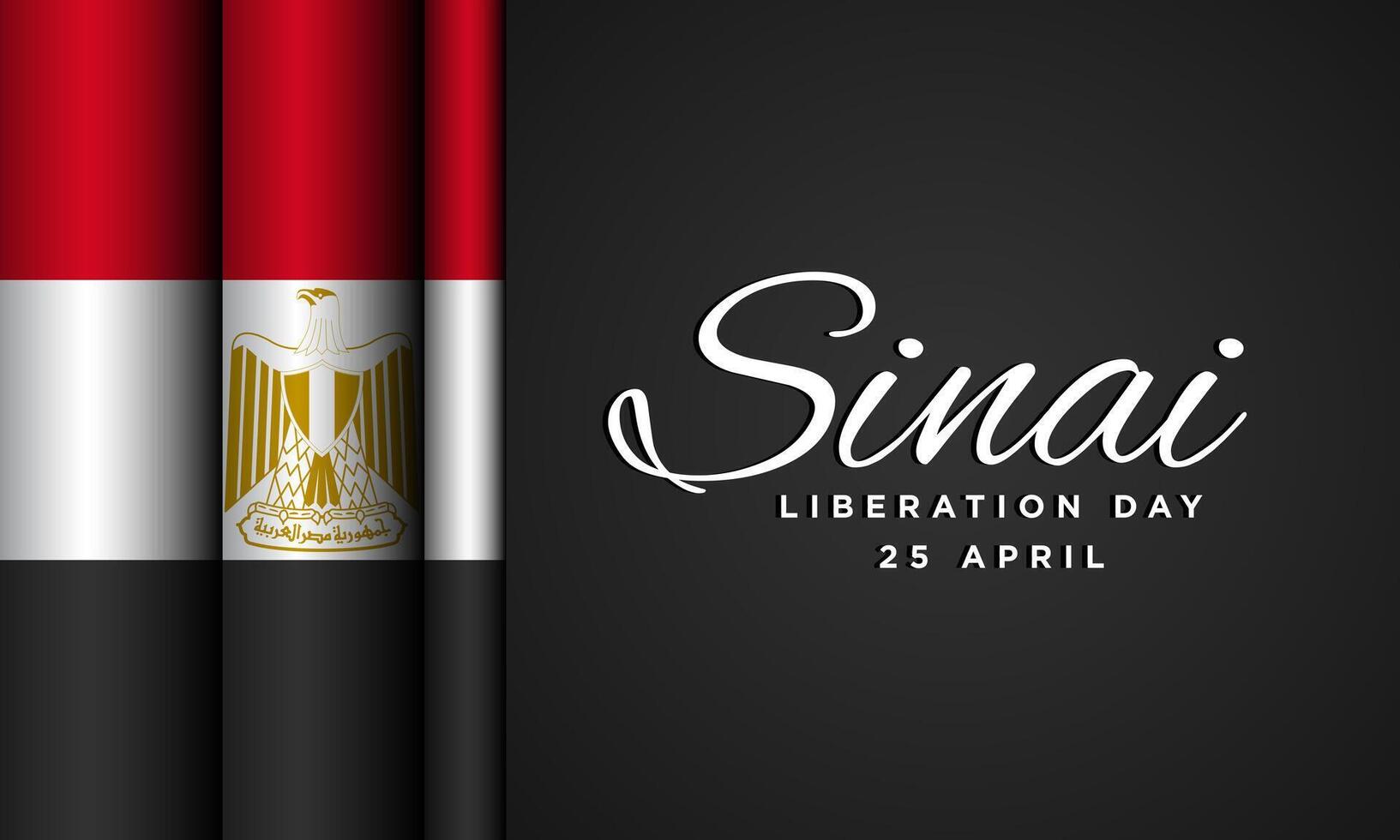 Sinai Liberation Day Design with waving Egyptian flag illustration. vector