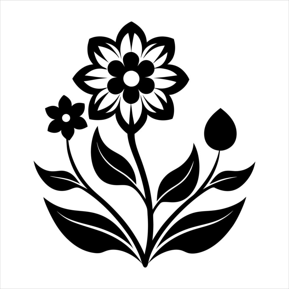 a black and white flower silhouette on a white background vector