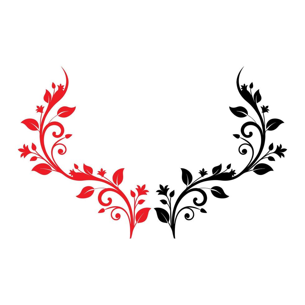 Decorative Floral Design in Red and Black vector