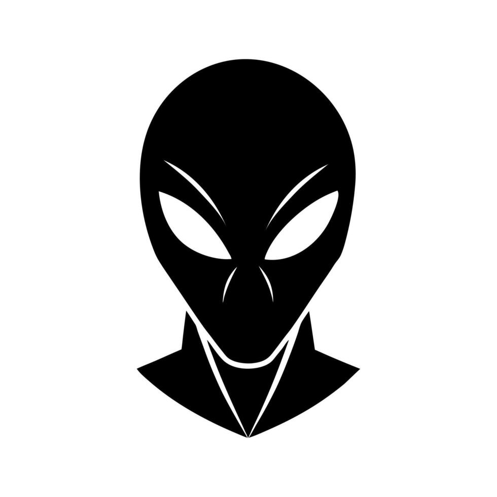 alien head icon in black and white on a white background vector
