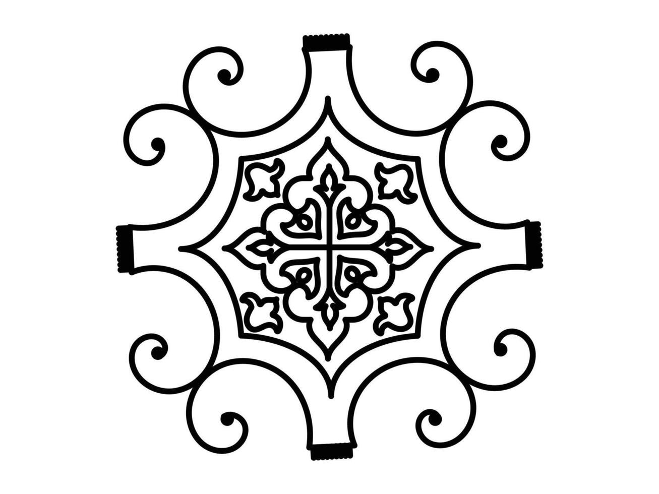 Decorative ornament black outline mandala illustrations vector