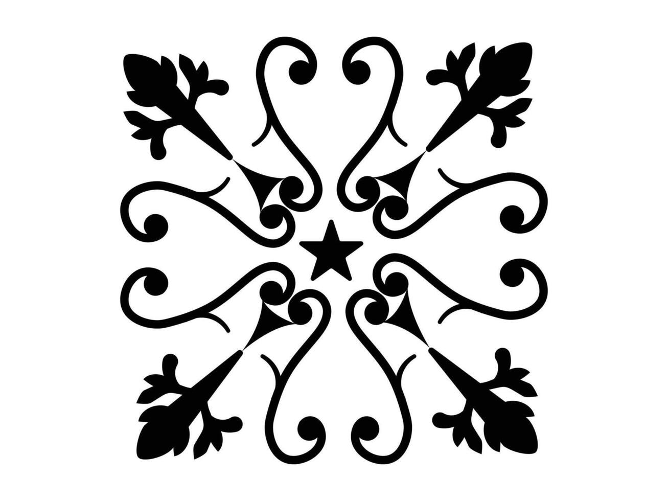 square size silhouette black line mandala ornamental art vector
