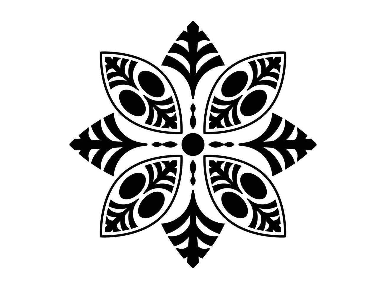 Abstract Arabic black fill floral doodle design vector