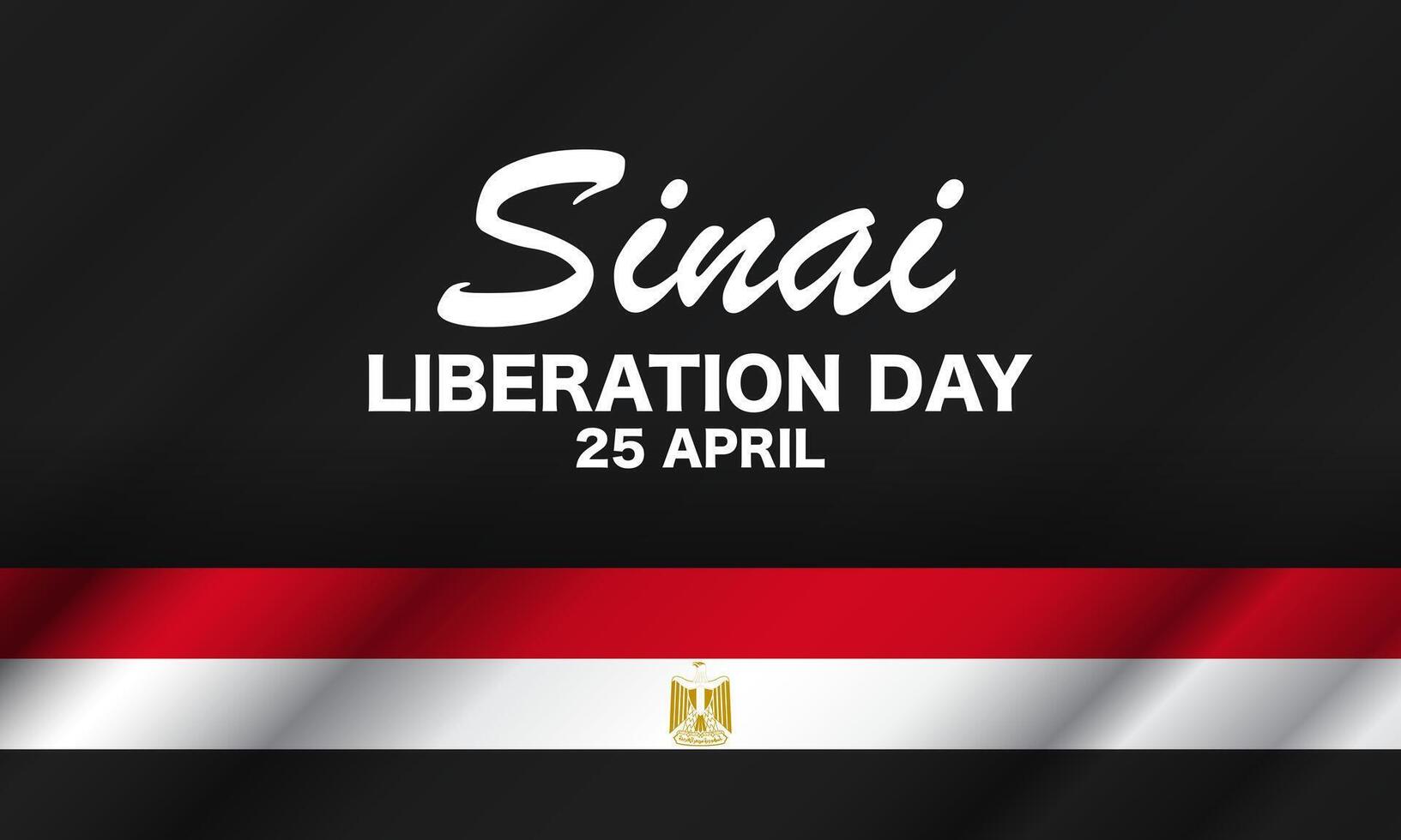 Sinai Liberation Day Design with Egyptian flag illustration on black background. vector