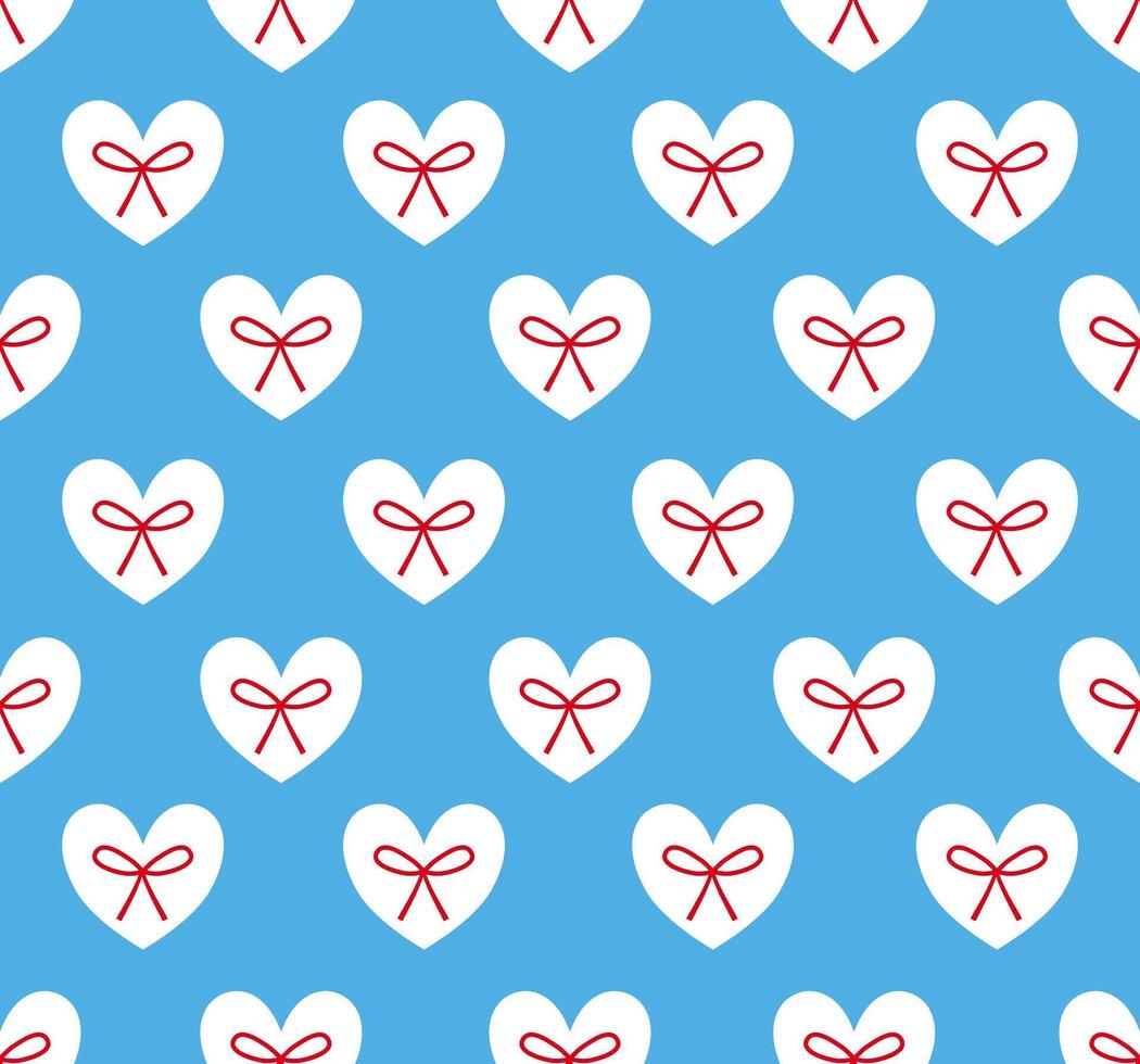 Seamless pattern with white hearts on blue background. vector