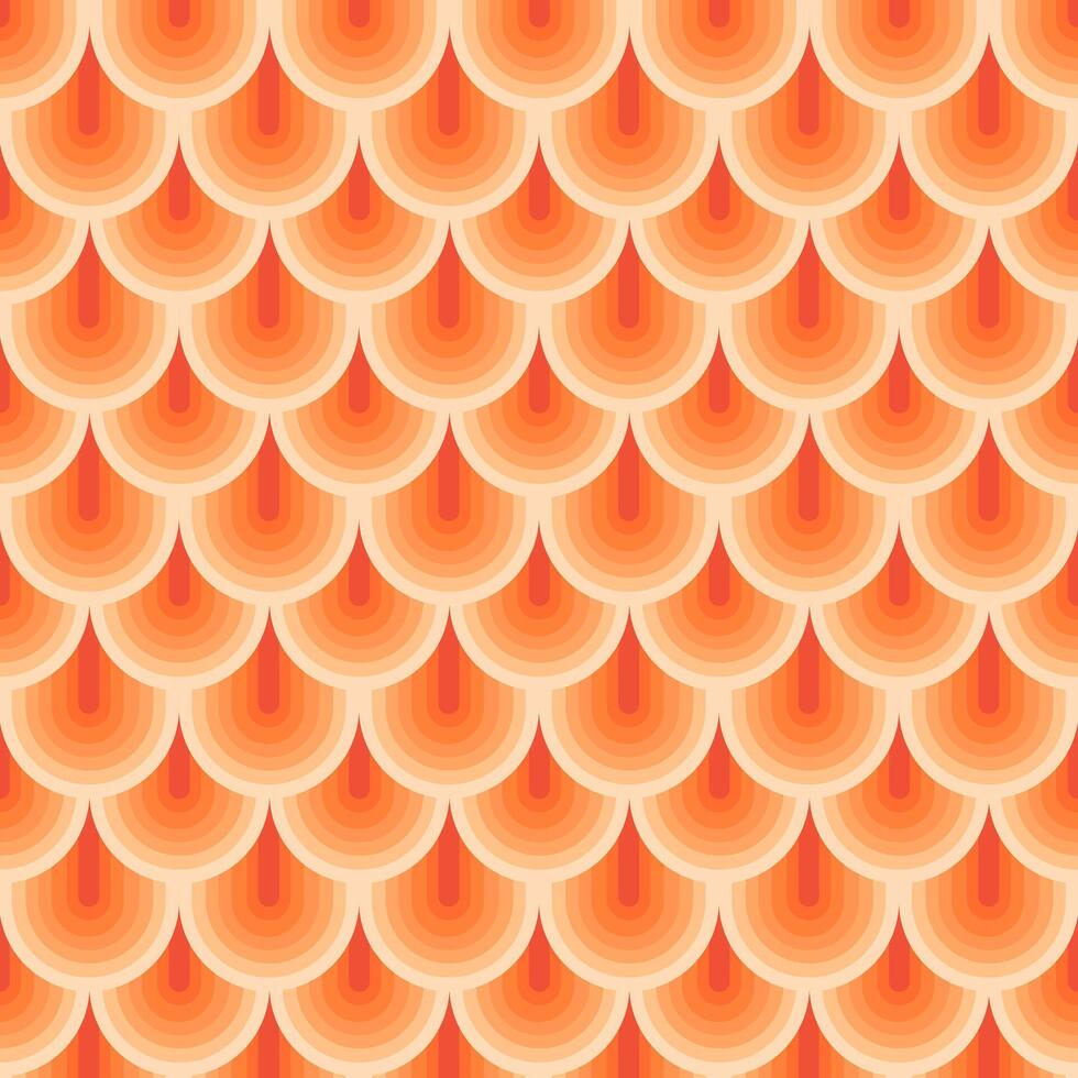 Seamless retro waves orange wallpaper background. vector