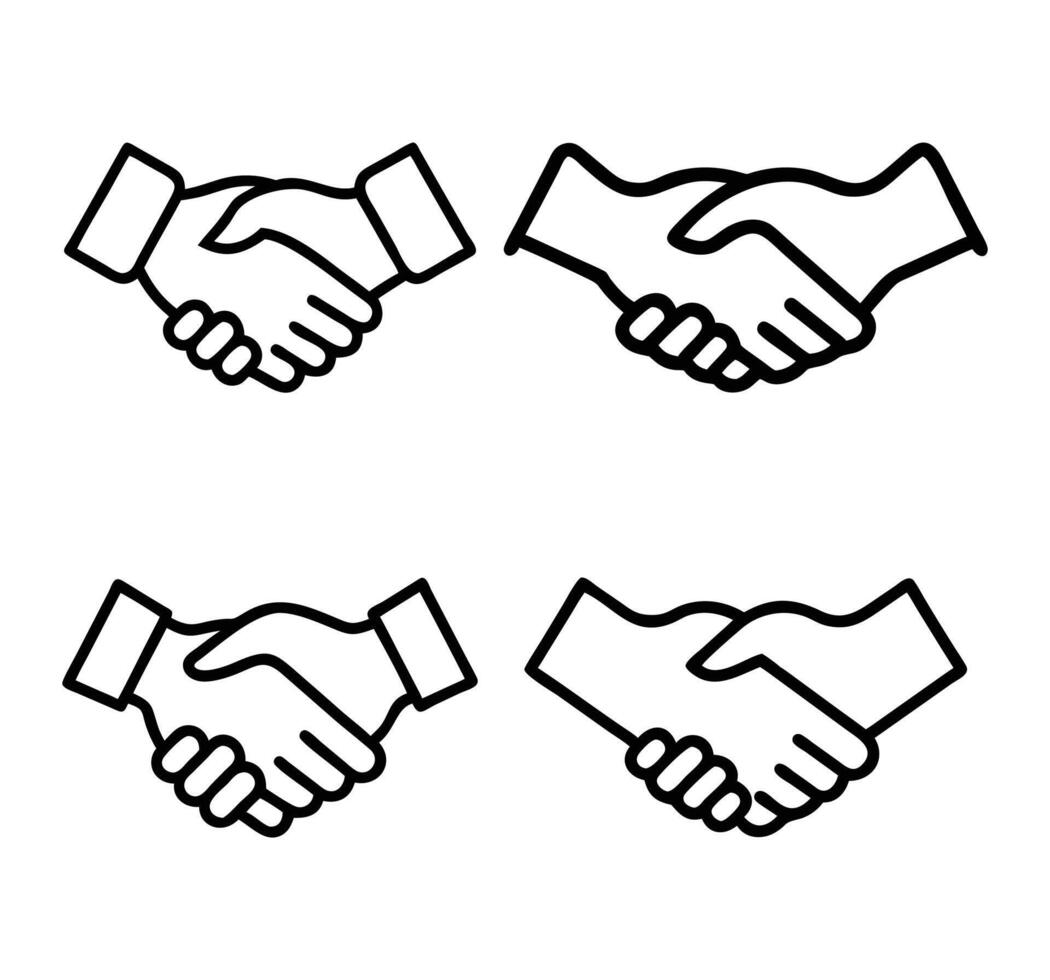 Handshake icon set. Outline handshake icons for web design isolated on white background, handshake illustration vector