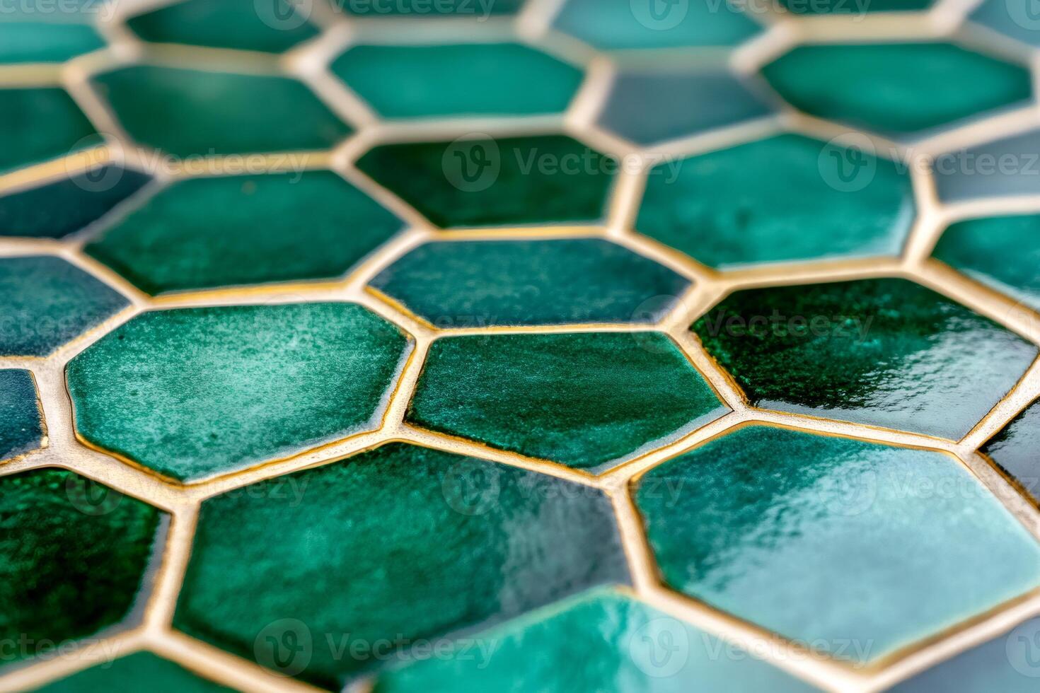 Emerald Green Hexagonal Tiles Creating Stunning Geometric Pattern photo