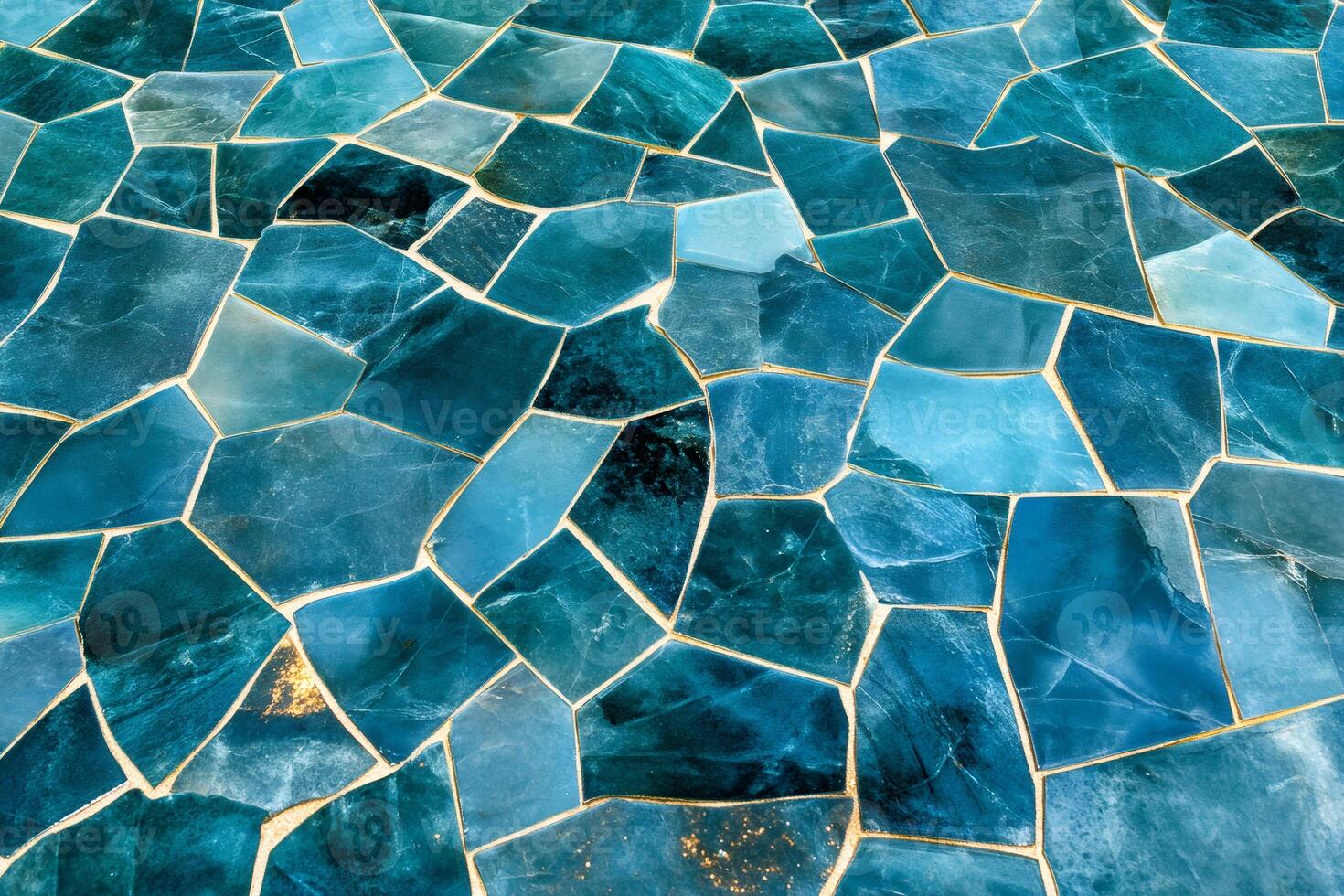Irregular blue tiles creating a textured mosaic surface photo