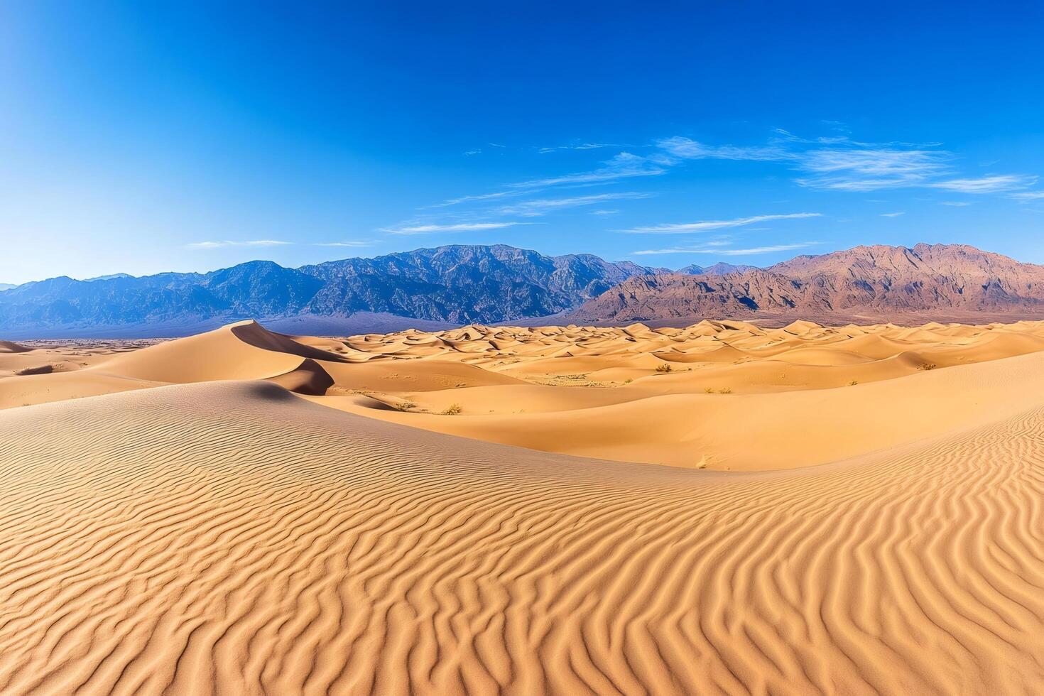 Mesquite flat sand dunes creating a wavy landscape in Death Valley National Park photo