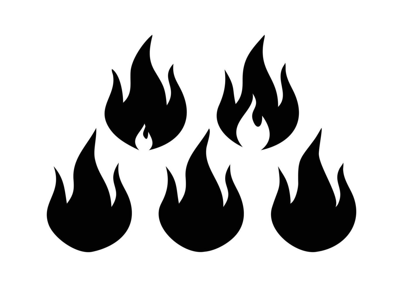Fire Flame Silhouettes Set Black Burning Flames vector