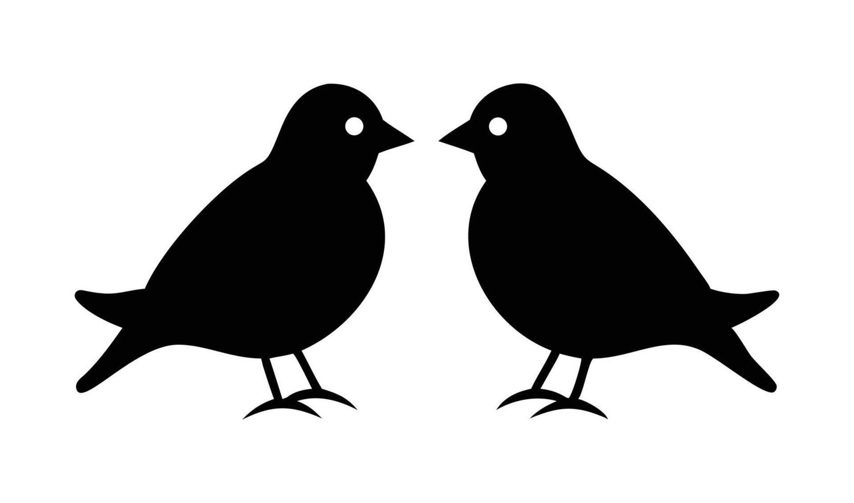 Two Birds Silhouette Facing Each Black Bird vector