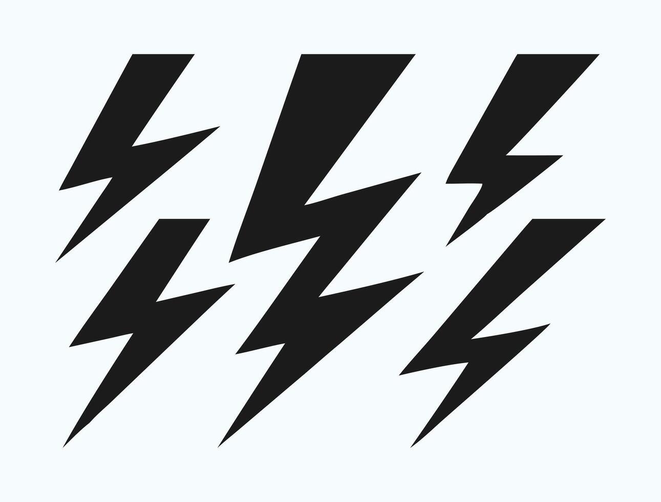 Minimalist Lightning Bolt Icons Black and White Set vector