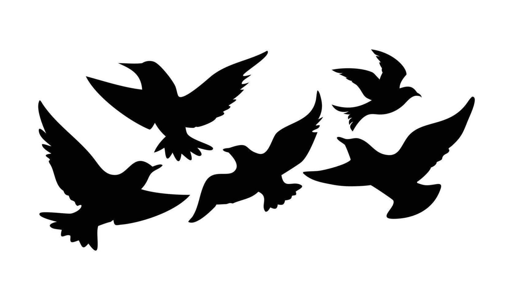 Black Illustration of Birds in Flight vector
