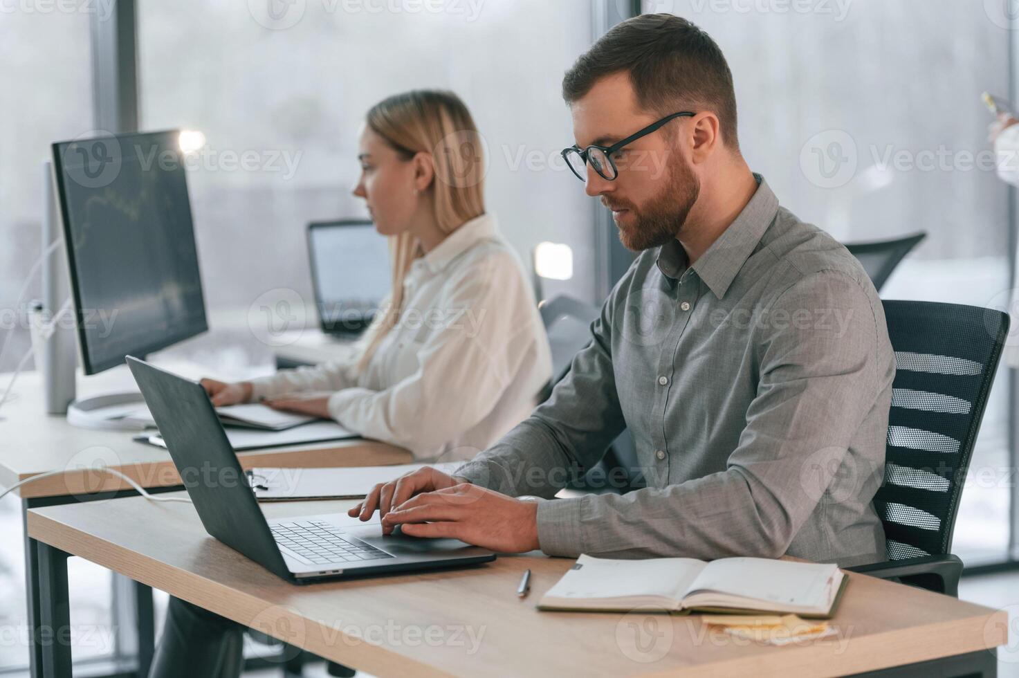 Conception, of business. Successful team are working together in the office photo