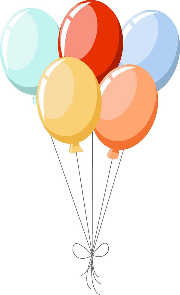 A bouquet of helium balloons, flying balloons isolated on a white background. vector