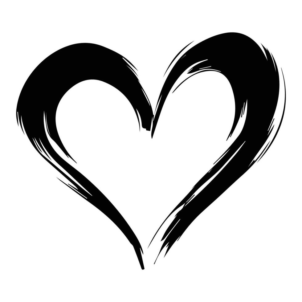 a black and white drawing of a heart vector