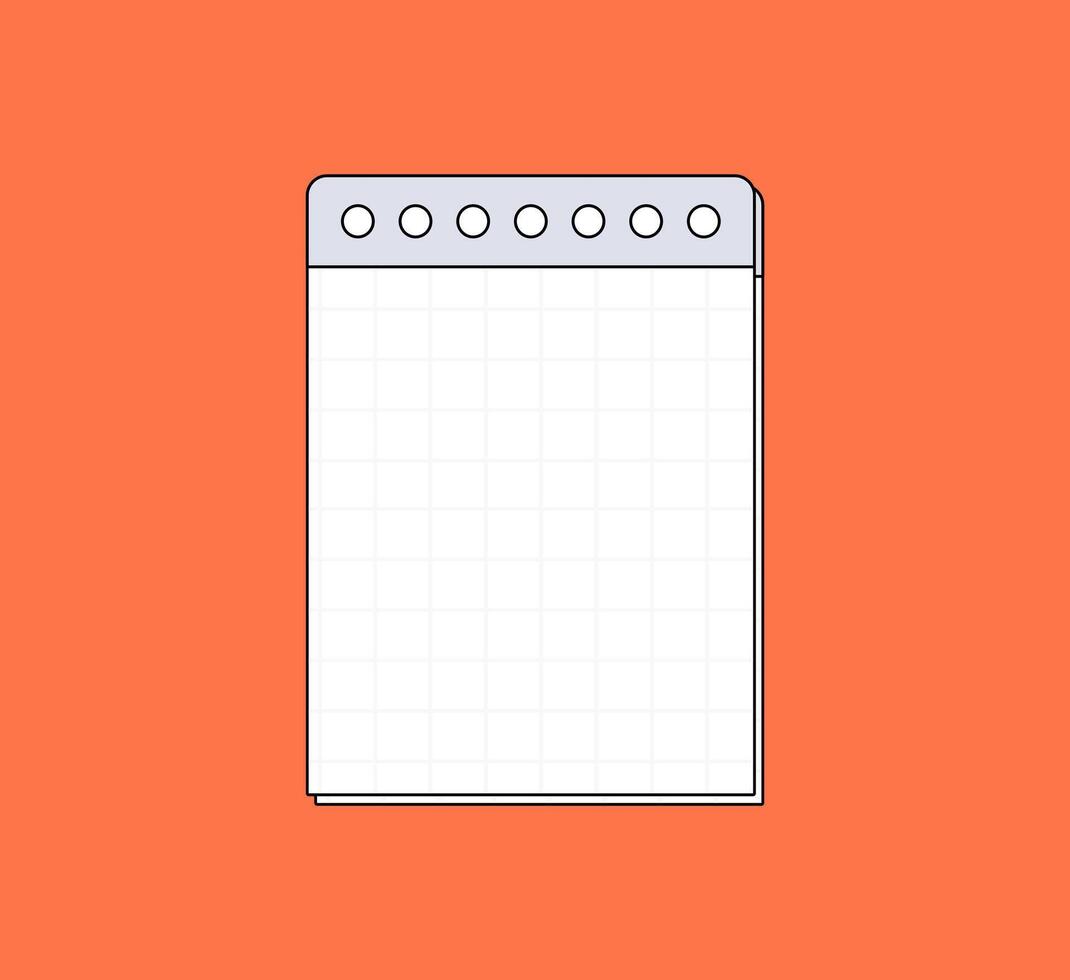 Colorful Grid Notepad with Binder Ring Holes vector