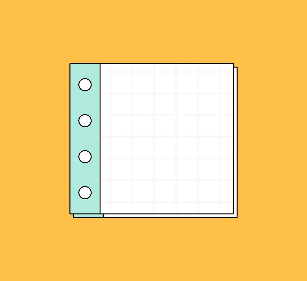 Colorful Grid Notebook Sheet with Binder Holes vector