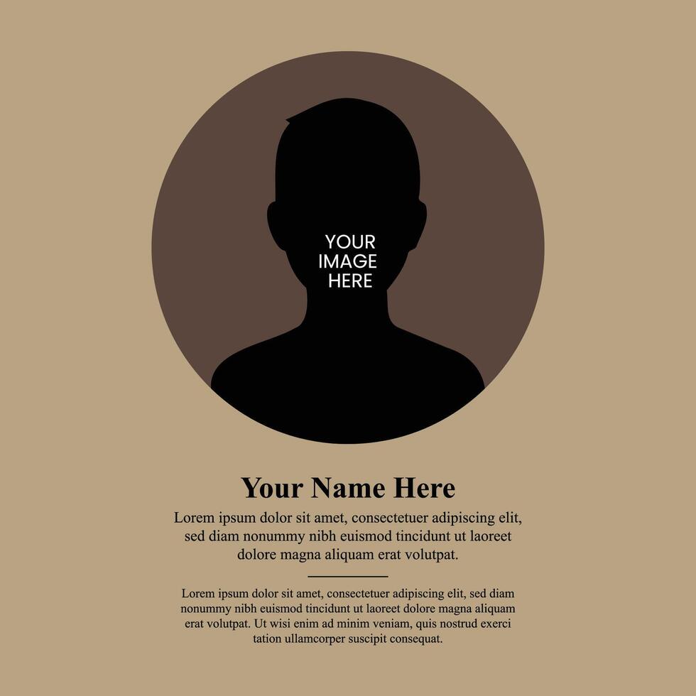 A man's face is shown in a circle on a brown background vector