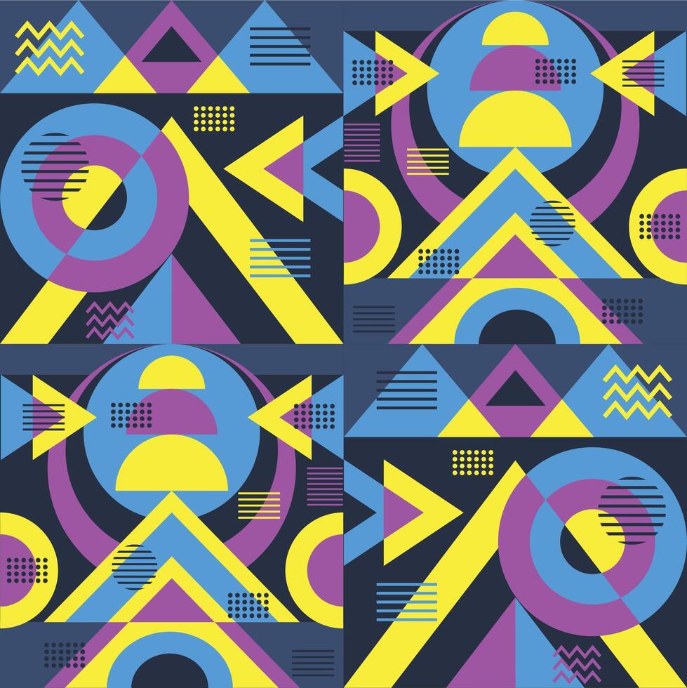 colorful bauhaus seamless pattern ornate abstract vector