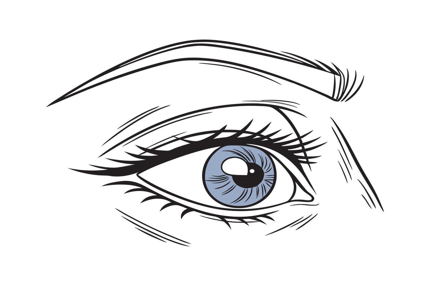 Blue eye illustration silhouette design for creative projects vector