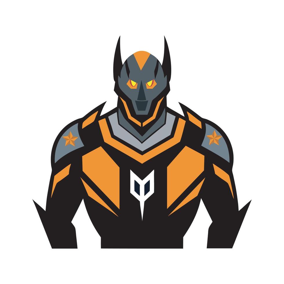 Glowing eyes futuristic robotic warrior mascot logo for sports team vector