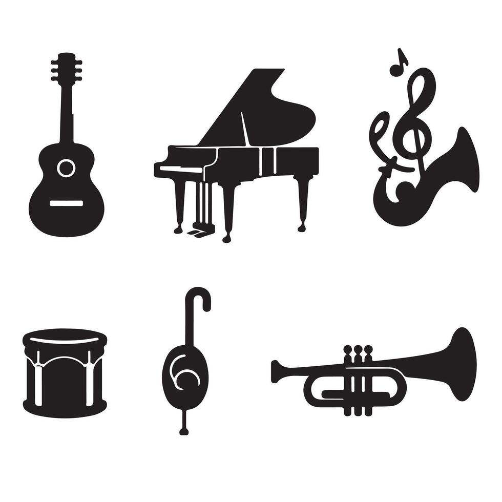 Musical Instruments Silhouettes vector